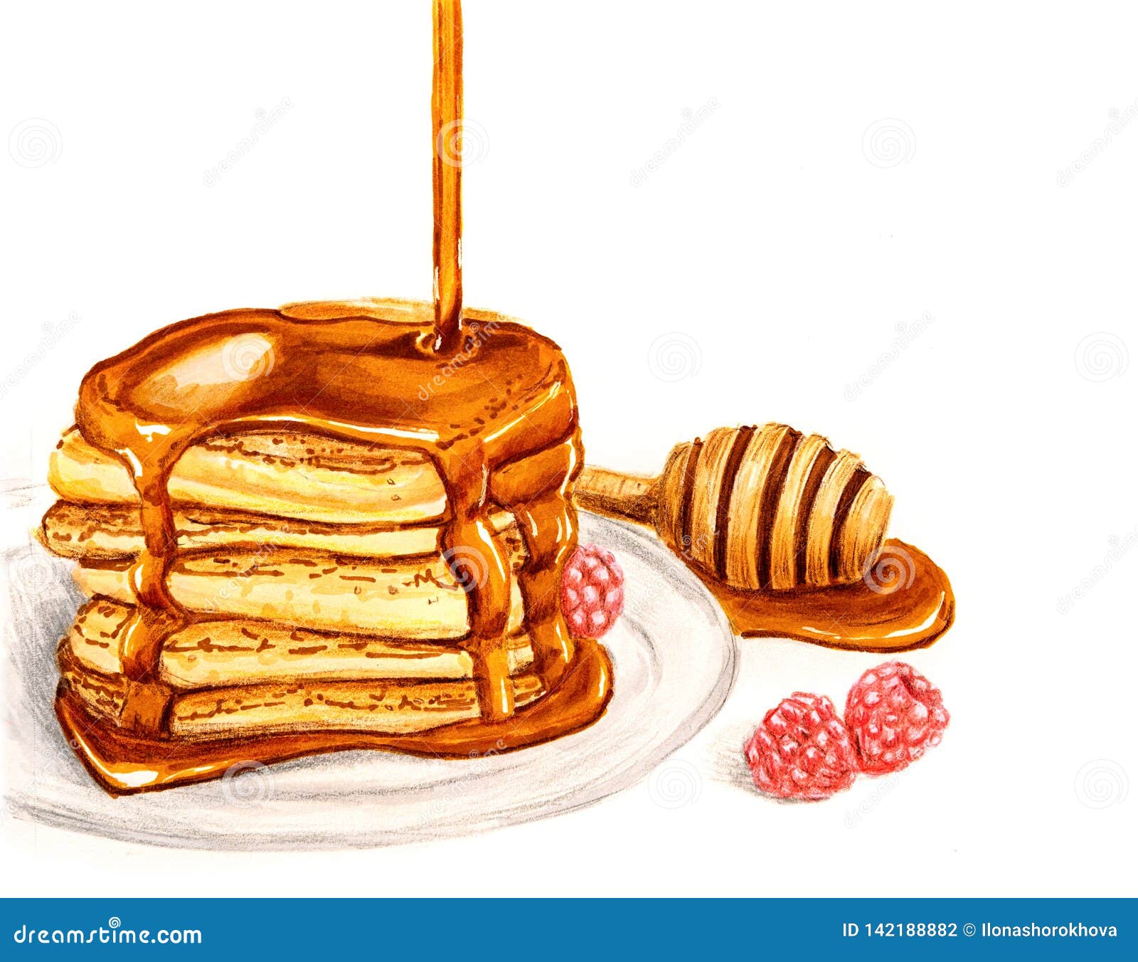 Блины с медом рисунок